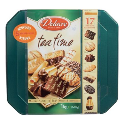 Coffret assortiment de biscuits Delacre Deluxe Tea Time - boîte de 1 kg
