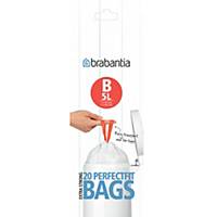 Sacs poubelle (Code B) Brabantia PerfectFit, 5 litres, pack de 20 piècess