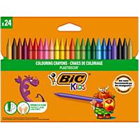 BIC Kids Plastidecor Colouring Crayons - Assorted Colours, Pack of 24