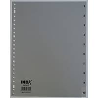 Intercalaires numériques IndX, A4, PP, gris, 23 trous, 1-10 onglets