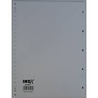 IndX numerieke tabbladen, A4, karton, grijs, 23-gaats, per 5 tabs