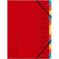 Multipart file 12 compartments cardboard 430g red
