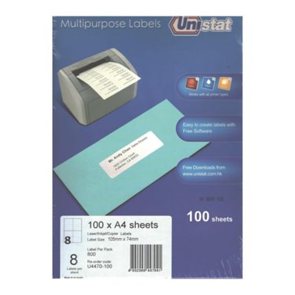 White Self-adhesive labels on sheet a4 105x74 mm 800 ID-Label 100 sheets 