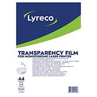 Transparents Lyreco pour imprimante laser monochrome, la boîte de 100 diapos