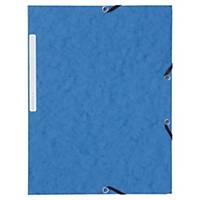 Lyreco 3-kleppenmappen met elastieken karton 390g blauw - pak van 10