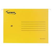 Dossiers suspendus Lyreco Premium pour tiroirs, A4, fond V, jaunes, 25 pièces