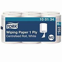 Tork White M2 Centrefeed 1 Ply Wiping Paper Roll 275M  - Pack of 6
