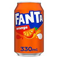 Soda Fanta orange, le paquet de 24 canettes de 33 cl