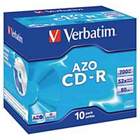CD-R Verbatim, plastové obaly, 700 MB, 10 kusů