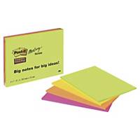 3M POST-IT SUPER STICKY MEETING AND BRAINSTORMING NOTES NEON 200X149MM - PACK 4