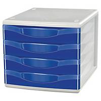 Lyreco Schubladenbox Style, 4 Schubladen, blau