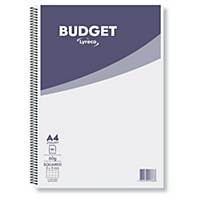 Poznámkový blok Lyreco Budget, A4, spirálový, čtverečkovaný, 160 stran