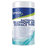 Lingettes bactéricides pour téléphones et surfaces Lyreco, pack de 70 piècess
