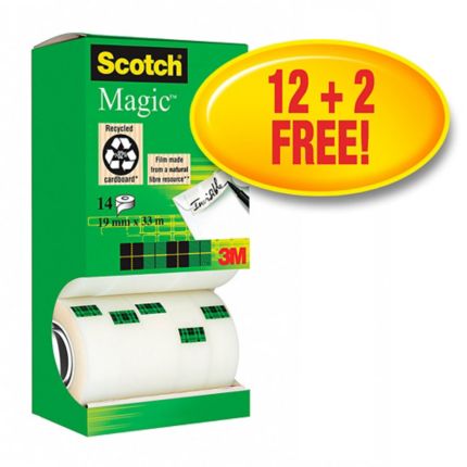 Scotch Magic 810 nastro ad., 19 mmx33 m, scrivibile, 12+2 gratuito, 14 pzi