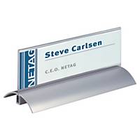 Chevalet porte-nom Durable de Luxe - socle aluminium - PVC transparent - par 2