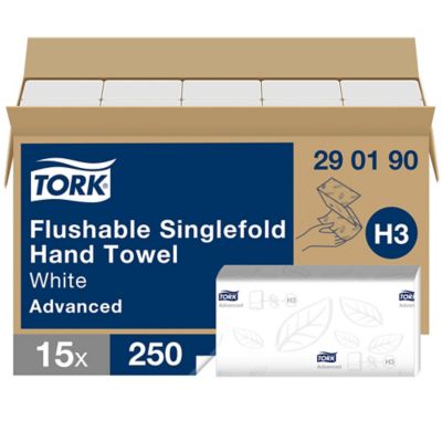 Tork Singlefold Hand Towels White H3, 290190, 2 Ply, Pack of 3750 Sheets