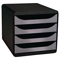 Exacompta Schubladenbox 310438D, 4 Schubladen, A4+, grau/schwarz
