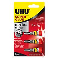Vteřinové lepidlo Uhu® Super Glue mini 3 x 1 g