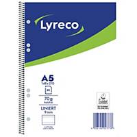 Spiral-bound Notepad Lyreco, A5, lined, 70g, 6 hole punched, 80 Sheets
