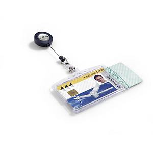Durable Dual Security Pass Holder With Badge Reel 54X85mm Transparent - Pk of 10