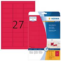 Herma 5045 étiquettes fluorescentes 63,5x29,6mm rouge - boîte de 540