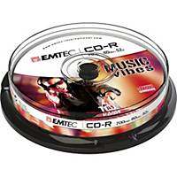 CD-R Emtec 700 Mo (80 min.), slim case, le paquet de 10