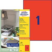 Labels Avery Zweckform 3470, 210 x 297 mm, red, package of 100 pcs