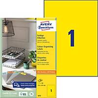 Labels Avery Zweckform 3473, 210 x 297 mm, yellow, package of 100 pcs