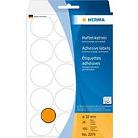 Multipurpose labels HERMA 2274, 32 mm, round, bright orange, pack of 360 pcs