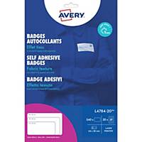 Badge textile autocollant Avery L4784-20, 63,5 x 29,6 mm, les 540 badges