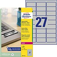 Labels Avery Zweckform L6011,63,5 x 29,6 mm, Nameplate, silver, pack of 540 pcs