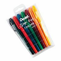 Felt-tip pen Pentel Sign Pen S520, line width 1 mm, set of 7, assorted