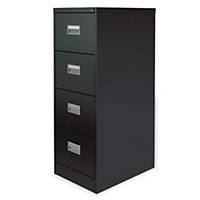 Silverline Black 4-Drawer Filing Cabinet H1320mm X W458mm X D622mm