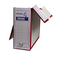 Leman Archive Box, W 110 x D 325 x H 260 mm, grey/red