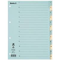 Kartonregister Biella A4, 1-12, blau/gelb