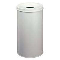 Durable waste bin metal with extinguisher 60 litres light grey