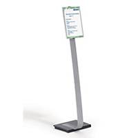Durable A4 Info Sign Floor Stand - Aluminium Frame with Clear Panel - Silver