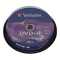 Płyta DVD+R VERBATIM Matt Silver, 4,7 GB, 16x, cake, 10 sztuk