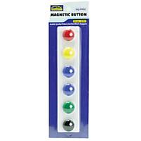 Suremark Button Magnet 20mm Assorted Colour- Pack of 6