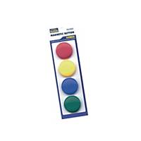 Suremark Button Magnet 40mm Assorted Colour  - Pack of 4