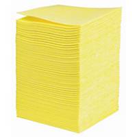 Poetsdoek non-woven, 38 x 40 cm, geel, pak van 50 stuks
