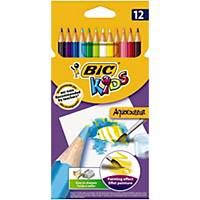 Crayons de couleur Bic® Kids Aquacouleur, couleurs assorties, les 12 crayons