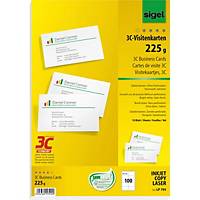 Cartes de visite 3C, Sigel LP795, A4, 85x55mm, 225g. blanc, emballage de 100 pcs