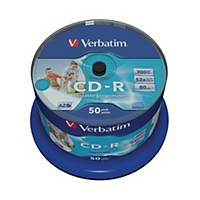 CD-R Verbatim, printbar, 700 MB, 52X, 50 stk. på spindel