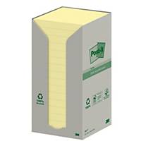 Post-it® Gerecycleerde Notes Canary Yellow™, geel, 76 x 76 mm, per 16 blokken