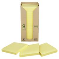 Recykl. samolepící bločky Post-it® 654, 76x76mm, žluté, 16 bločk/100 líst