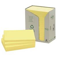 Notas adhesivas recicladas Post-it - 76 x 127 mm - amarillo - 16 blocks
