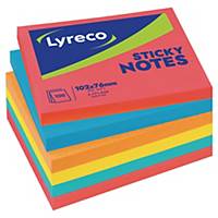 Lyreco Adhesive Notes 100 X 75 Mm 5 Assorted Brilliant Coloured - Pack Of 6