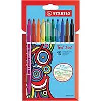 Stabilo® Trio 2-in-1 double ended pen assorted colours, box of 10