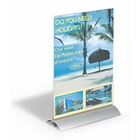 Durable Acrylic Aluminium Display Stand Table Menu & Sign Holder - A4 - Clear